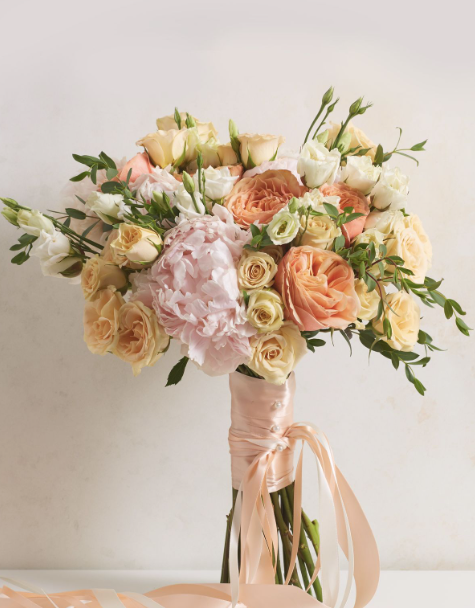 wedding bouquet with ribbons
